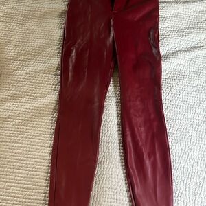 Zara Red Faux Leather Pants Zipper Leg Size M